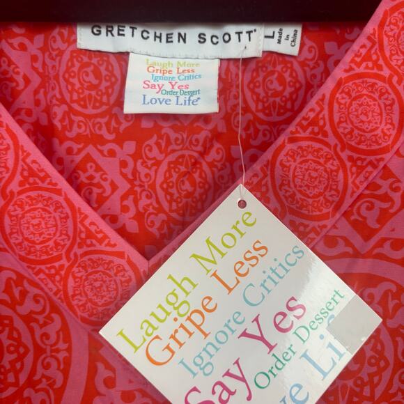 NWT Gretchen Scott Viviers Sultan's red pattern puff sleeve midi dress SIZE L - Picture 6 of 7